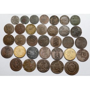 Niemcy, monety brązowe 1737-1926 i żeton - zestaw (33szt)