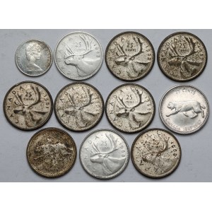Kanada, 1 - 25 centów 1943-1968 - zestaw (11szt)