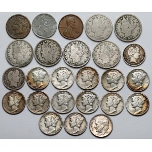 USA, 1 - 10 centów 1898-1969 - zestaw (25szt)