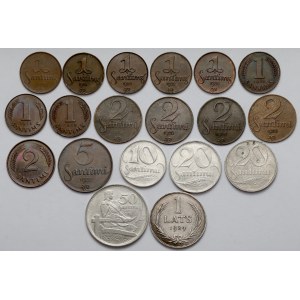 Łotwa, 1 santims - 1 lats 1922-1939 - zestaw (19szt)