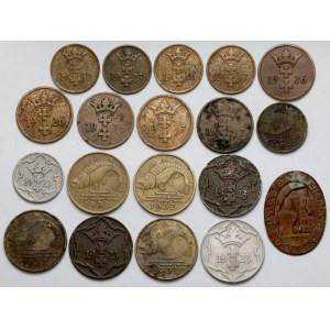Wolne Miasto Gdańsk, 1 - 10 fenigów 1923-1937 i plakietka - zestaw (19szt)
