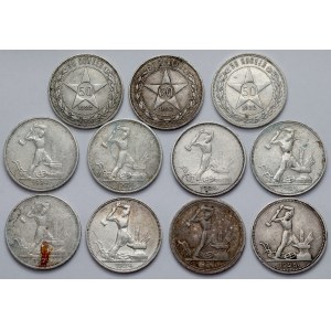 RFSRR / ZSRR, 50 kopiejek i Połtinnik 1922-1926 - zestaw (11szt)