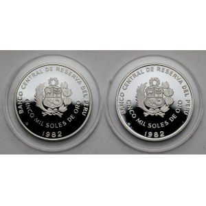 Peru, 5.000 soles 1982 Mistrzostwa Świata w Piłce Nożnej - zestaw (2szt)