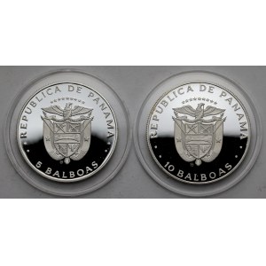Panama, 5 - 10 balboas 1982 Mistrzostwa Świata w Piłce Nożnej - zestaw (2szt)