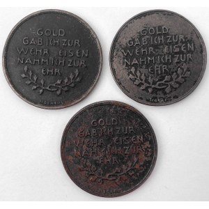 Niemcy, Medale 1916 - In Eiserner Zeit - zestaw (3szt)