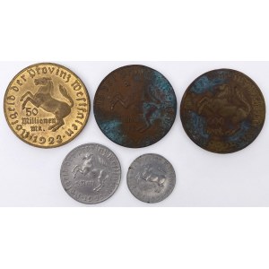 Westfalia, od 1 do 50 milionów marek 1921-1923 - zestaw (5szt)