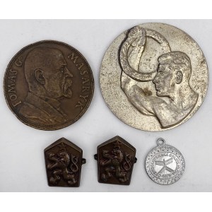 Czechosłowacja, Medale i przypinki 1935-1975 - zestaw (5szt)