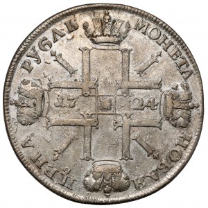 Rosja, Piotr I, Rubel 1724 СПБ, Petersburg - Sun Rouble