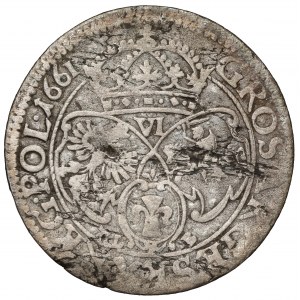 Jan II Kazimierz, Szóstak Kraków 1661 TLB - fantazyjne tarcze - Ilustrowany