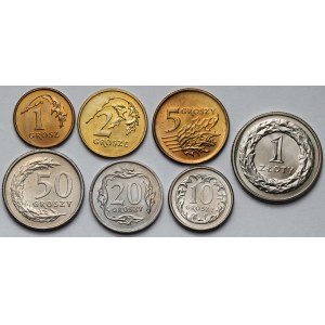 1-50 groszy i 1 złoty 1992 - zestaw (7szt)