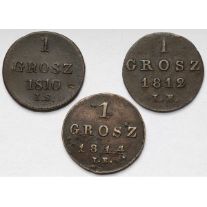 Księstwo Warszawskie, 1 grosz 1810-1814 - zestaw (3szt)