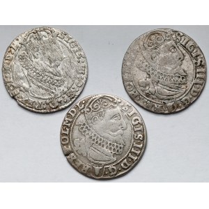 Zygmunt III Waza, Szóstak Kraków 1625-1627 - zestaw (3szt)