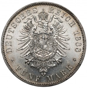 Prusy, 5 marek 1888-A, Berlin - rzadkie