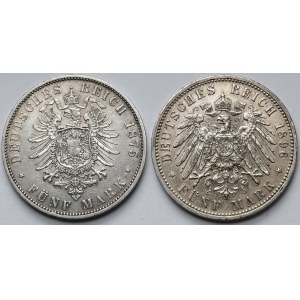 Prusy, 5 marek 1875-1896 - zestaw (2szt)
