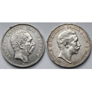 Prusy i Saksonia, 5 marek 1894-1907 - zestaw (2szt)