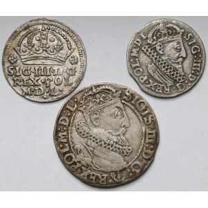 Zygmunt III Waza, od Grosza do Szóstaka 1608-1625 - zestaw (3szt)