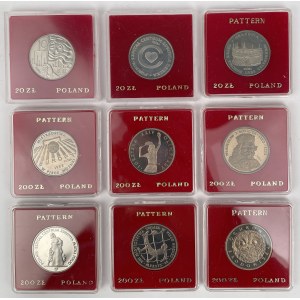 Próby CuNi i FeNi 20-200 złotych 1979-1987 - zestaw (9szt)