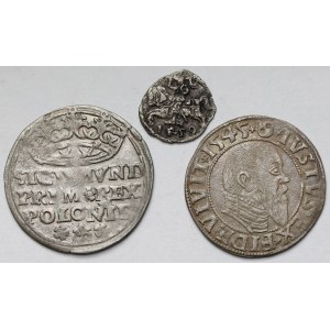 Zygmunt I Stary, II August i Albrecht Hohenzollern, Grosze i Denar 1528-1559 - zestaw (3szt)
