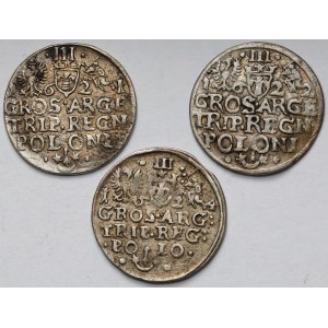 Zygmunt III Waza, Trojak Kraków 1621-1624 - zestaw (3szt)
