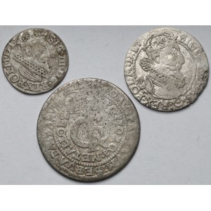 Zygmunt III Waza i Jan II Kazimierz, Trojak 1622, Szóstak 1624 i Tymf 1666 - zestaw (3szt)