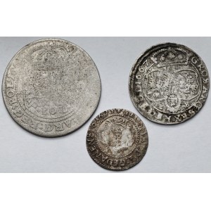 Zygmunt III Waza i Jan II Kazimierz, Grosz 1625, Szóstak 1667 i Tymf - zestaw (3szt)