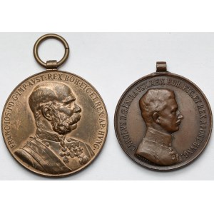 Austro-Węgry, Medal jubileuszowy 50-lecia panowania cesarza 1898 i za Odwagę - zestaw (2szt)