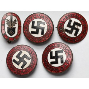 Niemcy, III Rzesza, Odznaki NSDAP i Arbeits Dank - zestaw (5szt)