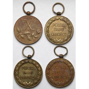 II RP, Medal Polska Swemu Obrońcy 1918-1921 i Medal za Długoletnią Służbę - Brązowy (X) - zestaw (4szt)