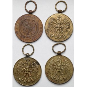 II RP, Medal Polska Swemu Obrońcy 1918-1921 i Medal za Długoletnią Służbę - Brązowy (X) - zestaw (4szt)