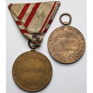 Austro-Węgry, Medal jubileuszowy 50-lecia panowania cesarza 1898 i za Wielką Wojnę 1914-1918- zestaw (2szt)
