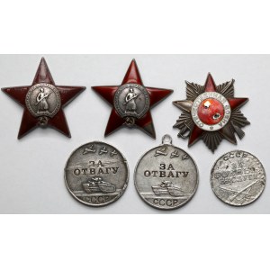 Rosja / ZSRR, Zestaw medali i odznak - SREBRO - zestaw (6szt)
