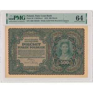 500 marek 1919 Sierpień - I Serja BH (Mił.28a)