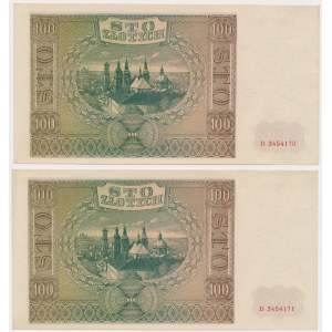 100 złotych 1941 - Ser.D - kolejne numery 3454170... 171 (2szt)