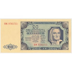 20 złotych 1948 - HM 9701... papier PLASTYFIKOWANY kremowy