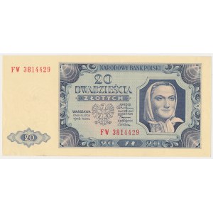 20 złotych 1948 - FW - prążkowany papier