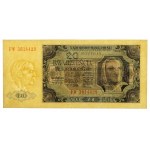 20 złotych 1948 - FW - prążkowany papier