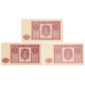 1 złoty 1946 - zestaw (3szt)