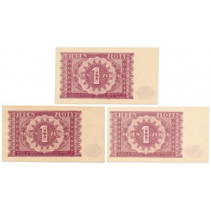 1 złoty 1946 - zestaw (3szt)