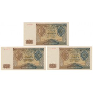 100 złotych 1941 - Ser.D - kolejne numery 3454165... 167 (3szt)