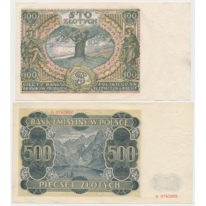 100 zł 1934 i 500 zł 1940 - zestaw (2szt)