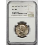 Rosja, Mikołaj II, 50 kopiejek 1913 BC, Petersburg
