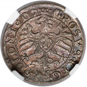 Zygmunt III Waza, Grosz Kraków 1607 - piękny