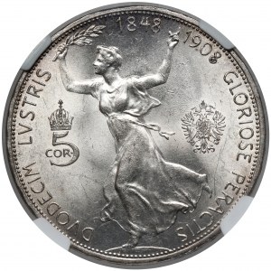 Austria, Franciszek Józef I, 5 koron 1908 - 60 lecie rządów