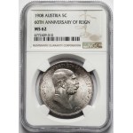 Austria, Franciszek Józef I, 5 koron 1908 - 60 lecie rządów