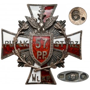 Odznaka, 57 Pułk Piechoty wz.2 [6] - w SREBRZE - NISKI numer