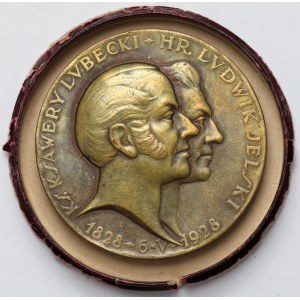 Medal, 100-lecie Banku Polskiego, Lubecki-Jelski 1928 - w pudełku