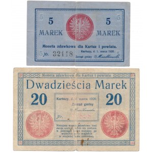 Kartuzy, 5 i 20 marek 1920 - zestaw (2szt)