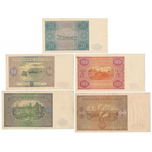 Zestaw od 20 do 1.000 zł 1946 - ładne (5szt)