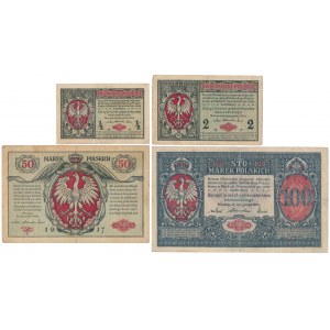 Jenerał od 1/2 do 100 mkp 1916 - zestaw (4szt)