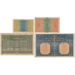 Jenerał od 1/2 do 100 mkp 1916 - zestaw (4szt)